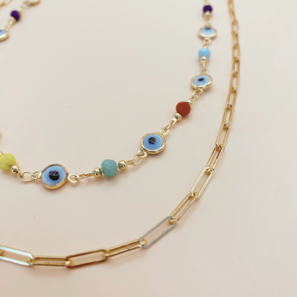 Collar doble ojos-eslabón oro laminado 18k - Image 2