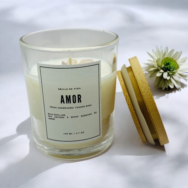 Vela "AMOR" cuarzo rosa - Image 4