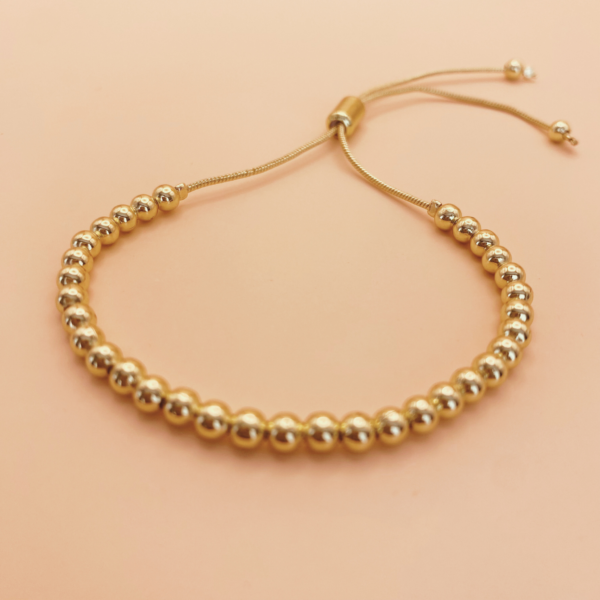 Pulsera esfera 3 mm ajustable chapada en 18K - Image 2