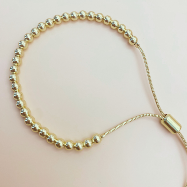 Pulsera esfera 3 mm ajustable chapada en 18K - Image 3