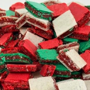 Cuadritos de oblea verde, blanco y rojo